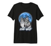 Howling Lone Wolf On Moon Animal Funny Wolves Lover Camiseta Premium