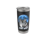Howling Lone Wolf On Moon Animal Funny Wolves Lover Vaso térmico de acero inoxidable de doble pared