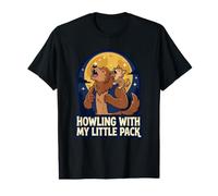 Howling with My Little Pack Lover Cub Mom Cute Halloween Camiseta gráfica económica