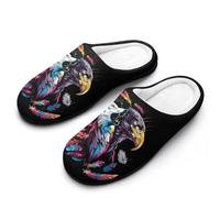 Howling Wolf And Eagle - Pantuflas de franela para hombre, espuma viscoelástica, suaves, cálidas, estampadas, Estilo 12., 45/46 EU