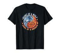 Howling Wolf Animal Nature Dragon Ying Yang Camiseta