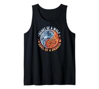 Howling Wolf Animal Nature Dragon Ying Yang Camiseta sin Mangas