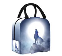 Howling Wolf at Moon - Bolsa de almuerzo para mujer, bolsa térmica de apertura ancha, impermeable, a prueba de fugas, organizador de almuerzo térmico