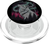 Howling Wolf Aurora 90s Grunge Vintage Estética Hombres Mujeres PopSockets PopGrip para MagSafe