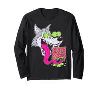 Howling Wolf Retro Biker Lowbrow Wolves Rockabilly 50s Manga Larga