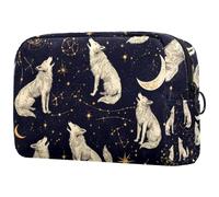 Howling Wolves Constellations - Neceser de viaje para mujer, bolsa organizadora de maquillaje grande con cremallera, multicolor, 18.5x7.5x13cm/7.3x3x5.1in, Neceser