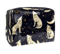 Howling Wolves Constellations - Neceser para mujer, neceser de viaje, de PVC, organizador de maquillaje con cremallera, multicolor, 18.5x7.5x13cm/7.3x3x5.1in, Neceser