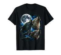 Howling Wolves In The Full Moon Street Vintage Graphic Camiseta