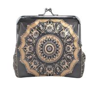 Howling Wolves Moon Kiss Lock Monedero para cambio de monedas, pequeña bolsa de dinero, 4.5 pulgadas de largo x 4.1 pulgadas de alto, Mandala dorado, Talla única, Mandala dorado