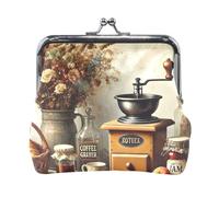 Howling Wolves Moon Kiss Lock Monedero para cambio de monedas, pequeña bolsa de dinero, 4.5 pulgadas de largo x 4.1 pulgadas de alto, Marrón café vintage, one size, Marrón café vintage