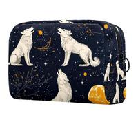 Howling Wolves Moon - Neceser de viaje para mujer, bolsa organizadora de maquillaje grande con cremallera, multicolor, 18.5x7.5x13cm/7.3x3x5.1in, Neceser