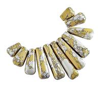 Howlite Stone Bar Stick Flat Back Back Beads colgante para joyería Fabricación de 11pcs / Set-Amarillo blanco