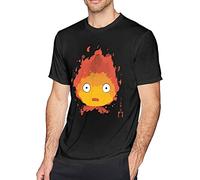 Howls Moving Castle Men's Crew Neck t-Tshirts Camisetas y Tops Cool Short Sleeve Classic tee Big Size Clothing Black (Small)