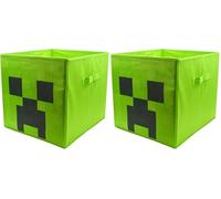 HOX Cajas de almacenamiento plegables de Minecraft Creeper para niños con asas, cubos de almacenamiento plegables de tela de, compatibles con muebles Ikea Kallax, perfectas para organizar