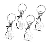 Hoxfly 4 PCS Moneda Carro Supermercado, Fichas De Carrito, Llavero de Moneda de Cesta con Gancho y Chip de Compra Desmontable, Fichas para Carrito de la Compra, Llavero Con Chip De La Compra Extraíble
