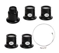 Hoxfly 5 Piezas Lupa Monocular Portátil de Diferentes Fortalezas Relojeros Herramienta, Lupa de Relojero, 3X/5X/10X/15X/20X, Lupa Monocular Relojero, Lupa para Reparación de Reloj y Joyas(Negro)