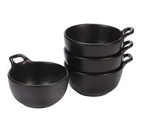 Hoxierence - Cuenco de postre de cerámica mate de 10 onzas, guarniciones pequeñas para tazón de helado, aperitivos, aperitivos, juego de 4 (negro)