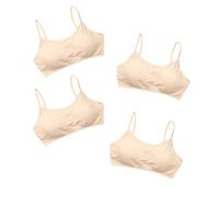 Hoxin 4 unidades de sujetador de algodón para niñas jóvenes Puberty Adolescentes ropa interior transpirable cultivos deportes entrenamiento sujetadores 8-16 años, Naturaleza, Talla única
