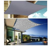 HOXMOMA Gris Vela de Sombra con Luces LED, Vela de Sombra Rectangular, protección Rayos UV, Toldo Resistente e Lmpermeable, para Patio, Exteriores, Jardín,Gris,2×5m
