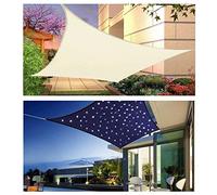 HOXMOMA Toldo Vela de Sombra Rectangular, protección Rayos UV y Poliéstere Impermeable para Exterior, Jardin, terrazas, con Luces LED, Beige,Beige,2×3m