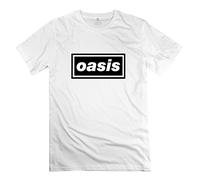 Hoxsin Oasis Band - Camiseta deportiva de cuello redondo para hombre, talla S, color blanco
