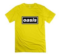 Hoxsin Oasis - Camiseta para hombre (talla L), diseño con logo de la banda Oasis, color amarillo