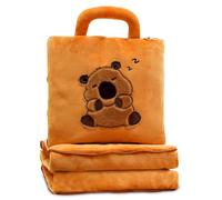 HOXSNII Capybara Manta de Felpa, Cojines y Mantas Muñeco de Peluche Cojines de Peluche Almohada Juguetes Cojín de Peluches Manta de Forro Polar Suave para Niños (110 * 160 CM)