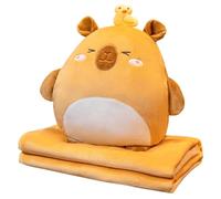 HOXSNII Capybara Manta de Felpa, Cojines y Mantas Muñeco de Peluche Cojines de Peluche Almohada Juguetes Cojín de Peluches Manta de Forro Polar Suave para Niños (80x100 CM)
