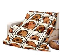 HOXSNII Capybara Manta de Felpa para Niños, Mantas de Dibujos Animados Cobija 3D Estampada Súper Suave Mantas de Franela Cobijas de Felpa Acogedora Manta para Siesta Cobija de Sofá Cama (150 * 100CM)