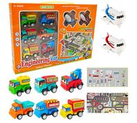 HOXSNII Coches de Juguetes, 8PCS Tirar hacia Atrás Coche Set con19 Controles 1 Mapa Mini Racers Cars Juguetes Die Cast Set de Coches de Juguete Cars Juguete Regalos para Niños Cumpleaños