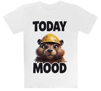 Hoy Castor Estado De Ánimo Animal Productivo Camiseta Blanca para Niños Camiseta De Manga Corta para Niños Kids White tee Children Short Sleeve T-Shirt