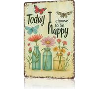 Hoy Elijo Ser Feliz Cartel De Metal Decoración Letrero De Metal Divertido Cartel De Chapa para Granja Restaurante Pared 20X30Cm