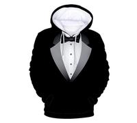 Hoy Entrega Sudadera con Capucha 3D para Hombre Sudadera Divertida Fiesta de Cumpleaños Humor Clásico Tux Sudadera con Capucha 3 Rayas Chándal Hombre, marine, S