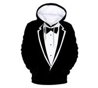 Hoy Entrega Sudadera con Capucha 3D para Hombre Sudadera Divertida Fiesta de Cumpleaños Humor Clásico Tux Sudadera con Capucha 3 Rayas Chándal Hombre, Blanco, XXL