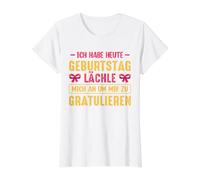 Hoy es mi cumpleaños Sonríe para felicitarme Un Dicho alemán Camiseta gráfica económica, Mujer, Blanco, L