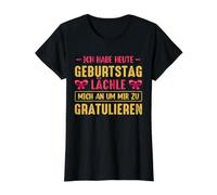 Hoy es mi cumpleaños Sonríe para felicitarme Un Dicho alemán Camiseta gráfica económica, Mujer, Negro, L