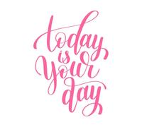 Hoy es tu día y escrito a mano. Calcomanías de letras 36x51.1cm No se cae Rosa