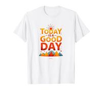 Hoy es un Buen día Inspirador Amanecer en la montaña Camiseta, Hombre, Blanco, L