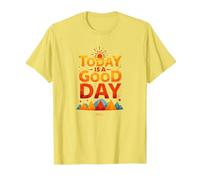 Hoy es un Buen día Inspirador Amanecer en la montaña Camiseta, Hombre, Limón, XXL