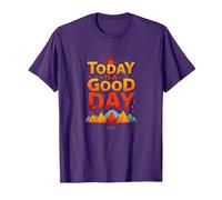 Hoy es un Buen día Inspirador Amanecer en la montaña Camiseta, Hombre, Morado, XL