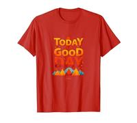 Hoy es un Buen día Inspirador Amanecer en la montaña Camiseta, Hombre, Rojo, XXL