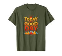 Hoy es un Buen día Inspirador Amanecer en la montaña Camiseta, Hombre, Verde Oliva, S