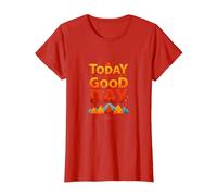 Hoy es un Buen día Inspirador Amanecer en la montaña Camiseta, Mujer, Rojo, XXL