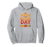 Hoy es un Buen día Inspirador Amanecer en la montaña Sudadera con Capucha, Unisex para Adultos, Gris Jaspeado, XXL