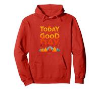Hoy es un Buen día Inspirador Amanecer en la montaña Sudadera con Capucha, Unisex para Adultos, Rojo, L