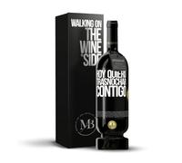 «Hoy quiero trasnochar contigo» Mensaje en una Botella. Vino Tinto Premium Reserva 12 Meses MBS Martín Berasategui System + Gift Box. Etiqueta Negra PERSONALIZABLE