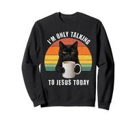 Hoy Solo Hablo con Jesús Grumpy Black Cat Coffee Sudadera