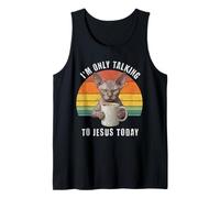 Hoy Solo Hablo con Jesús Sphynx Cat Coffee Funny Camiseta sin Mangas