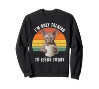Hoy Solo Hablo con Jesús Sphynx Cat Coffee Funny Sudadera