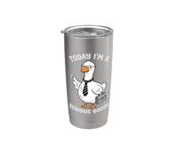 Hoy soy un ganso serio, divertido, humor de ganso, meme, amante de los gansos Vaso térmico de acero inoxidable de doble pared